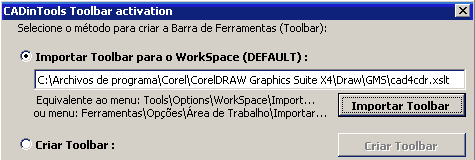 CADinTools instalação o barra de ferramentas