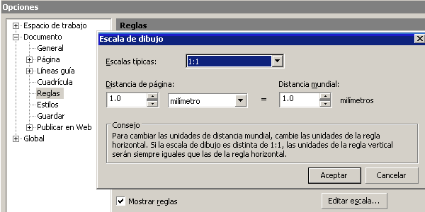Escala de dibujo de CorelDraw