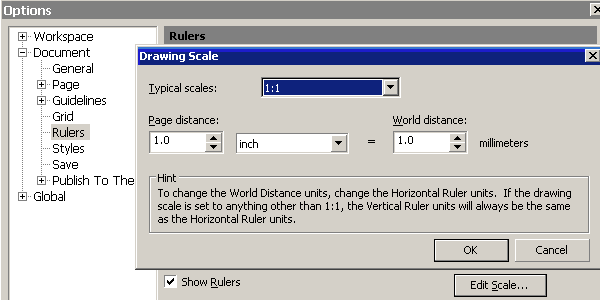 CorelDraw Drawing Scale