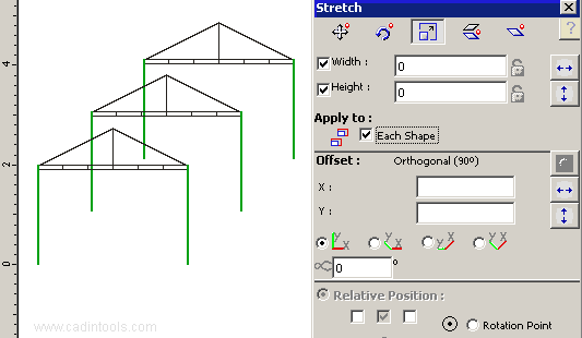 Stretch each shape of a selection